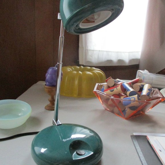Vintage 90's Mid Century Look Tensor Atomic Eyeball Lamp Light Avocado BlueGreen - Picture 2 of 6